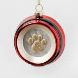 Glass Santa Belt Pet Bowl with Glittered Paw Print Christmas Tree Ornament Red/Black/Gold - Wondershop™