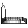 CAVINAS Twin/Full Size House Platform Bed Frame with Guardrail & Chimney,Metal Floor Bed for Kids Room,Bedroom - 4 of 4