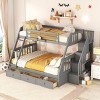 Streamdale Twin-Over-Full Bunk Bed with Drawers氓Ladder and Storage Staircase, Gray - 2 of 4