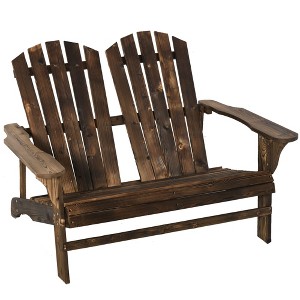 Aghana Digitals 2-Person Fir Wood Adirondack Loveseat with Weather-Resistant Varnish, Sloped Seat & - 1 of 4