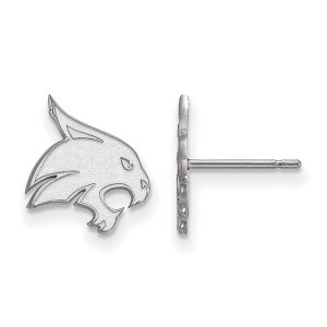 Black Bow Jewelry 14k White Gold Texas State Bobcats NCAA Post Earrings - 1 of 3