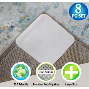 5 Star Super Deals Rug Grippers with Non Slip Vacuum Suction Grip 8pc - Anti-Slip & Curl Prevention Mats - Square Thin Reusable Durable Adhesive Pads - 1 of 4