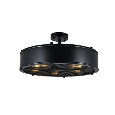 CWI Lighting Tigris 5 Light Drum Shade Flush Mount With Black Finish