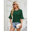 Womens Fashion Tops Round Neck Front Curled Elegant Ruffle Short Sleeves T-Shirts - 2 of 4