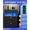 GALAXHERO Nightstand with LED Lights and Charging Station, with Sliding Top and 2 Drawers, Smart End Table for Bedroom or Living Room - 3 of 4