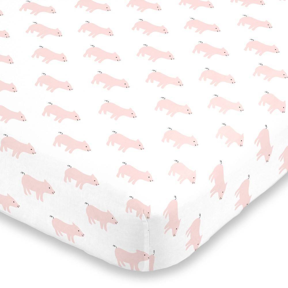 Photos - Bed Linen NoJo Pink Piggy Mini Crib Sheet