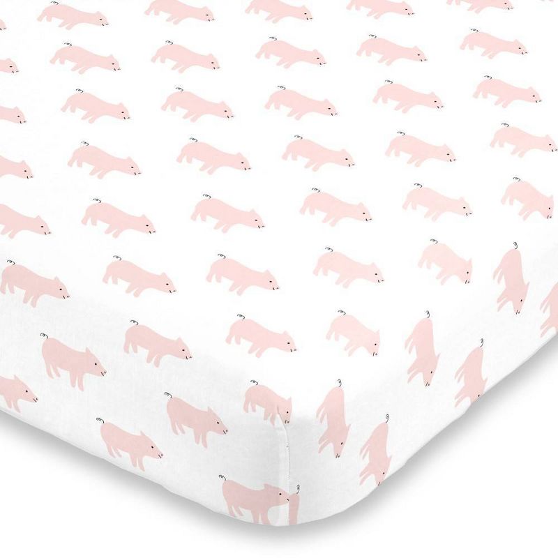NoJo Pink Piggy Mini Crib Sheet, 1 of 6