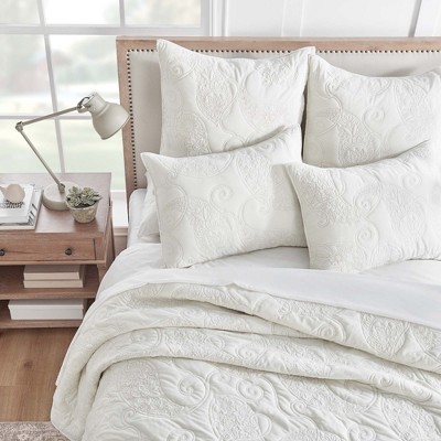 Cream Velvet Reversible King Quilt Set with Microfiber Back