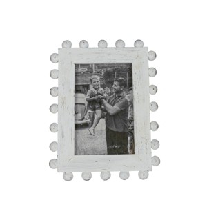 4x6 Belle Rustic White Wood Ball Accents Photo Picture Frame w/ Glass Pane - 1 of 4