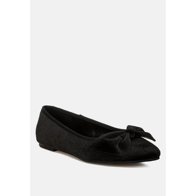 Pothos Luxurious Velvet Bow Ballerinas