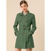 Allegra K Women's Notched Lapel Double Breasted Faux Suede Trench Coat with Belt - 2 of 4