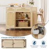 53.1" Rattan Kitchen Island Cart with Wheels - Rolling Storage Cabinet with Drop Leaf, 2 Doors, 2 Drawers, Spice Rack & Tilt-Out Trash Can - 4 of 4