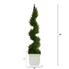 Nearly Natural 4-ft Cypress Spiral Topiary Artificial Tree in White Metal Planter - 2 of 4