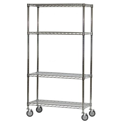 Shelving.com Chrome Wire Cart with 4 Tier Shelves -