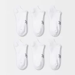 Women's Extended Size Cushioned 6pk No Show Athletic Socks - All in Motion™ - White 8-12