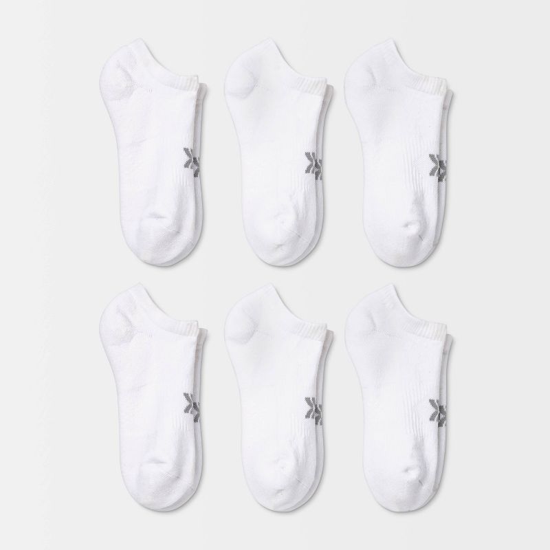 Women&#39;s Extended Size Cushioned 6pk No Show Athletic Socks - All In Motion&#8482; White 8-12, 1 of 6