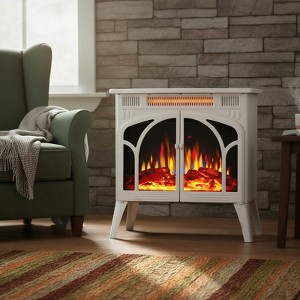 Bestier Electric Fireplace Heater 24.2" with Remote, Cathedral Stylish, Adjustable Brightness & Heating Overheating Safe, Beige - 1 of 4