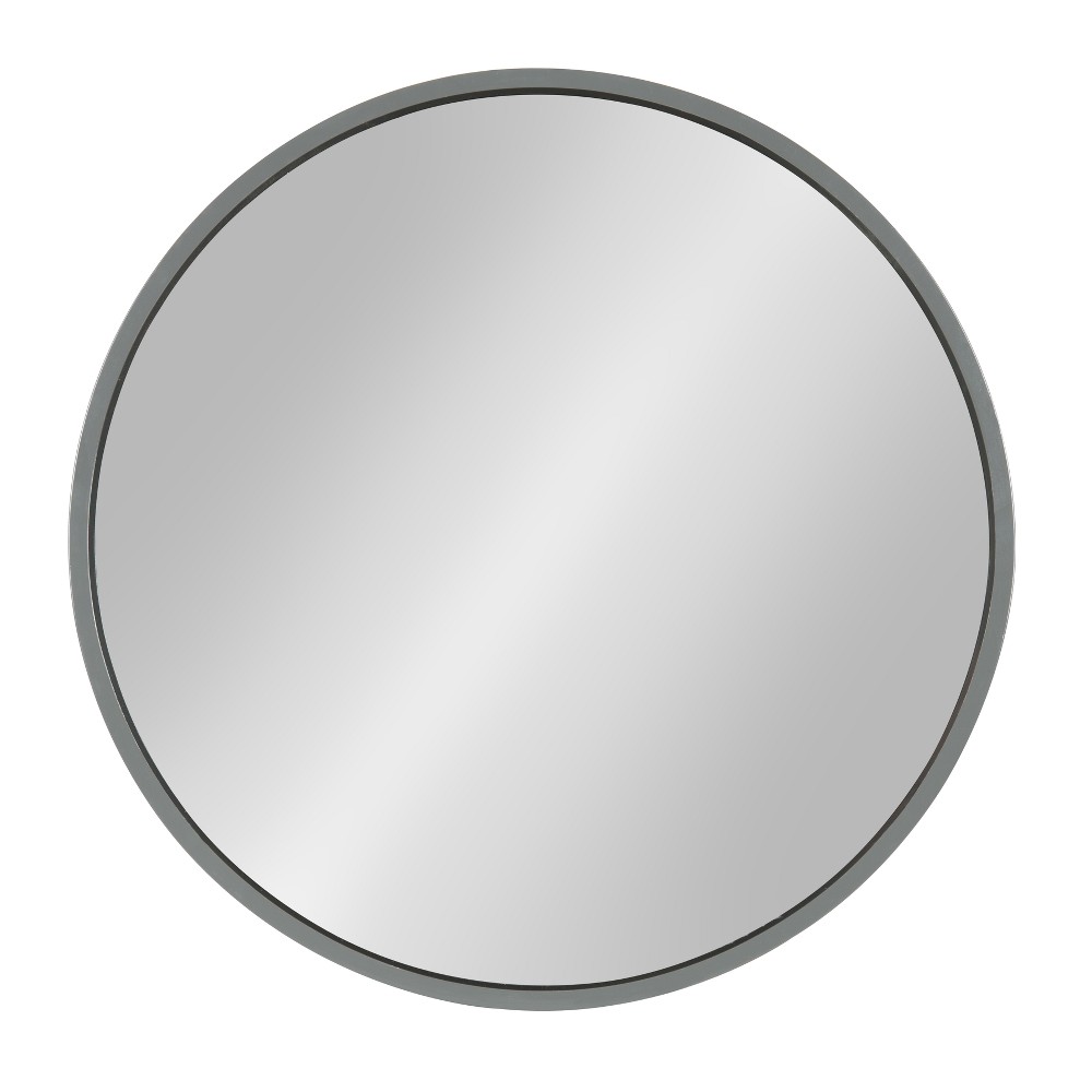 Photos - Wall Mirror 22" x 22" Travis Round Wood Accent  Gray - Kate and Laurel All