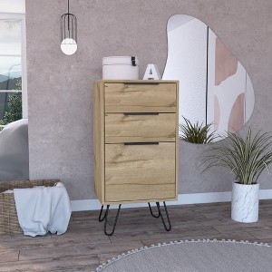Light Dresser 35"H, 17"W, Superior Top,Three Drawers, Hairpin Legs, Light Oak - 1 of 1