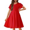 Arshiner Girl's Summer Dresses Ruffle Short Sleeve Swing Flowy Midi Casual Sundress with Pockets - 3 of 4