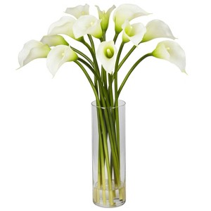 HomeStock Mini Calla Lily Silk Flower Arrangement - 1 of 4