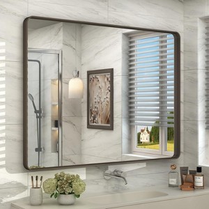 KIOTEE Rectangular Aluminum Alloy Framed and Tempered Glass Wall Bathroom Vanity Mirror in Matte Black - 1 of 4