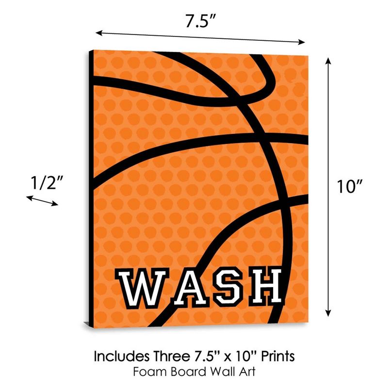 Big Dot of Happiness Nothin' but Net - Basketball - Kids Bathroom Rules Wall Art - 7.5 x 10 inches - Set of 3 Signs - Wash, Brush, Flush, 6 of 9
