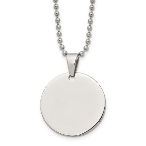 Black Bow Jewelry Stainless Steel Reversible 28mm Round Engravable Disc Necklace, 24 In - 1 of 4