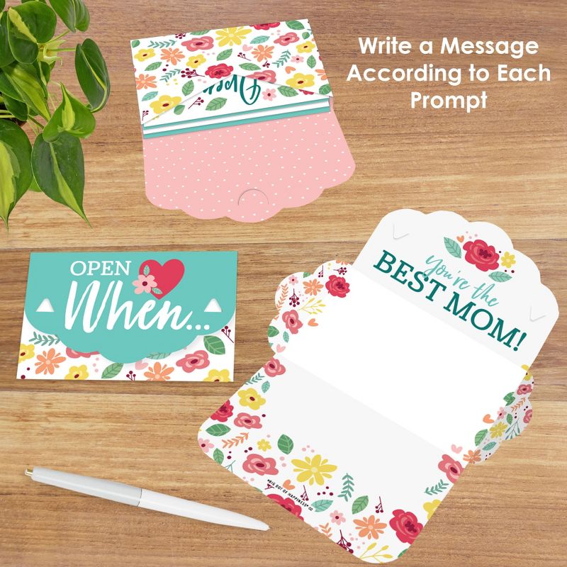 Big Dot of Happiness Colorful Floral Happy Mother's Day - Cards for Mom Gift Box Kit - Open When Letters - Set of 8, 3 of 10