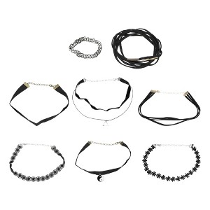 Unique Bargains Choker Necklaces for Women Choker Necklaces Set Black 8 PCS - 1 of 3