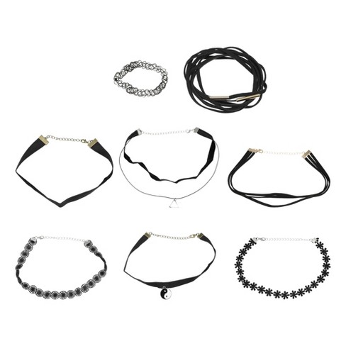 Unique Bargains Choker Necklaces For Women Classic Choker Necklaces Set  Black 8 Pcs : Target