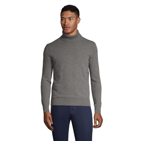 Lands' End Men's Fine Gauge Cashmere Turtleneck Sweater - Medium - Charcoal  Heather : Target
