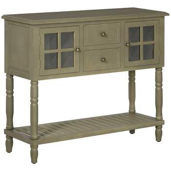 HOMCOM Vintage Console Table with 2 Drawers and Cabinets, Retro Sofa Table for Entryway, Living Room and Hallway