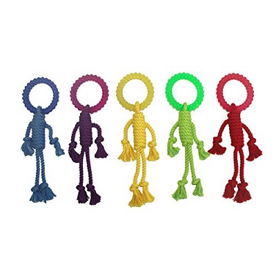 Multipet Nuts for Knots Hang Man Assorted Colors - A Variety of Fun Knot Toys for Dogs
