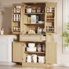 70" Tall Kitchen Pantry Cabinet, Rattan Cupboard Storage Cabinet with Adjustable Shelves, Freestanding Bathroom Cabinet, Coffee Bar Floor Cabinet - 3 of 4