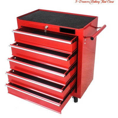 5-Drawer Rolling Tool Chest, Tool Cabinet w/Drawers & Brake Casters, Tool Box w/ Wheels for Garage, Workshop, Warehouse