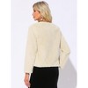 Allegra K Women's Faux Fur Long Sleeve Pockets Pearl Button Fluffy Cropped Cardigan Outerwear - 3 of 4
