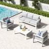 LayinSun Aluminum Patio Couch Sofa, All-Weather Metal Modern 3 Seater Outdoor Sofa with 5" Thick Cushion - 2 of 4