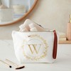 Gold Initial Personalized Makeup Bag for Women, Monogrammed Canvas Cosmetic Pouch (White, 10 x 3 x 6 In) - 2 of 4