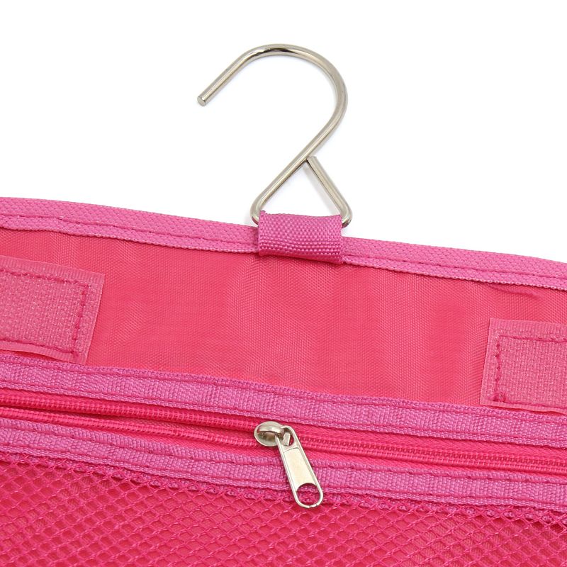 Unique Bargains Hanging Organizer 7 Pockets Cosmetic Wash Case Toiletry Storage Canvas Bag Pink, 4 of 7