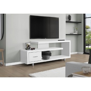 60" Contemporary Laminate TV Stand with Spacious Storage Drawer and Thick Panel Shelves for Living Room - 1 of 4