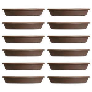 The HC Companies Non Fading 16 Inch Lightweight Durable Plastic Planter Saucer Tray for 14 Inch Classic Pot Container, Chocolate (12 Pack) - 1 of 3