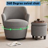 360-degree Swivel Barrel Chair with Ottoman and Burlap Fabric Upholstery - 3 of 4