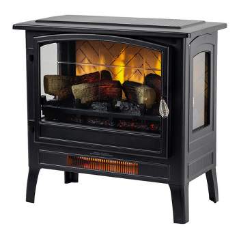 Country Living Infrared Freestanding Electric Fireplace Stove | Electric Indoor Room Heater with Remote, Multiple Flame Colors in Black