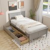 Infans Twin Wooden Platform Bed Frame with Two Storage Drawers Slats Support Gray - 3 of 4