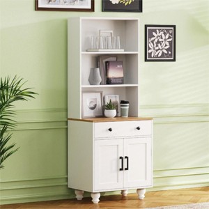 63in Farmhouse Storage Cabinet with Adjustable Shelves Drawer and Anti-Tip Kit for Kitchen Living Room -3irtyhousy - 1 of 4