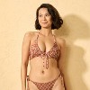 Women's Geo Print Reversible Tie-Front Triangle Bikini Top - Wild Fable™ Brown - 4 of 4