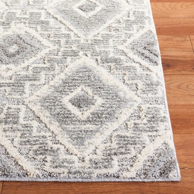 Handmade Gray and Light Gray Synthetic Shag Rug, 4' x 6'