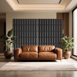 72" Metal Privacy Screen Freestanding Room Divider Decorative Fence Panel, Weatherproof Patio Privacy Fence for Garden Balcony Home Indoor, Wood - 1 of 4