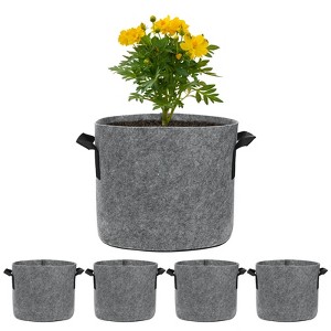 Unique Bargains Thickened Fabric Durable Handles Multipurpose Good Drainage Plant Grow Bags 5 Pcs - 1 of 4